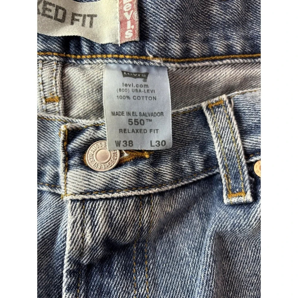 Levi's Men 38x30 Relaxed Fit 550 Straight Jeans Blue Denim 100% Cotton